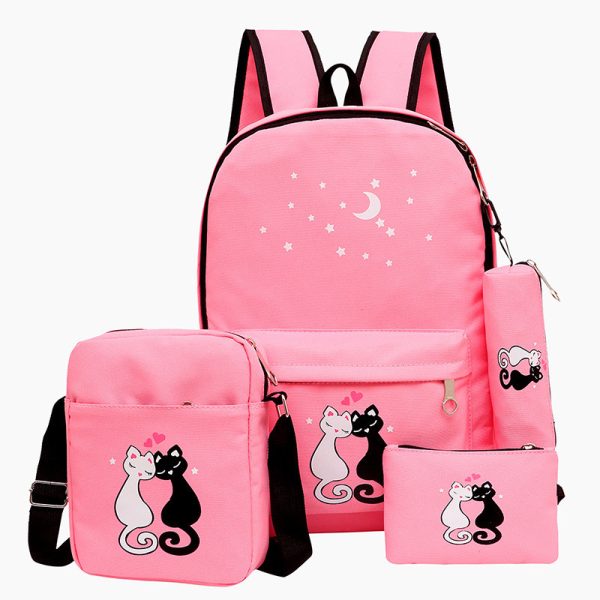 4-Piece School Bag Set for Girls – Backpack, Lunch Bag, Pencil Case & Drawstring Bag