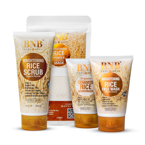 Brightening Rice Facial Kit - 3 Pcs Set for Whitening and Exfoliation